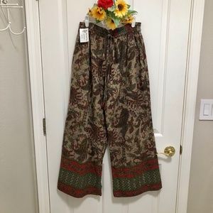 NWT - Bohemian Wide Leg Cotton Print Pants